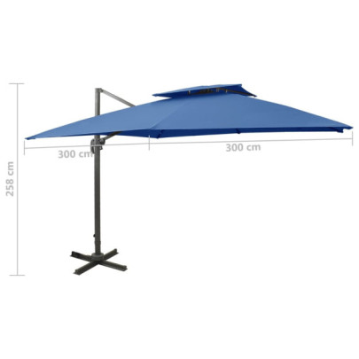 Umbrelă Grădină Consolă 300x300 cm - Albastru Azur | Livrare Gratuită