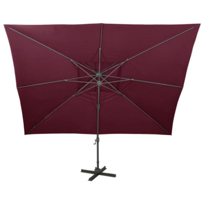 Umbrelă Consolă cu Inveliș Dublu - Roșu Bordo 400x300cm