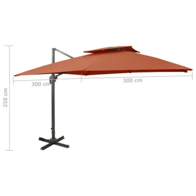 Umbrelă Grădină Consolă 300x300 cm - Cărămiziu - Livrare Gratuită