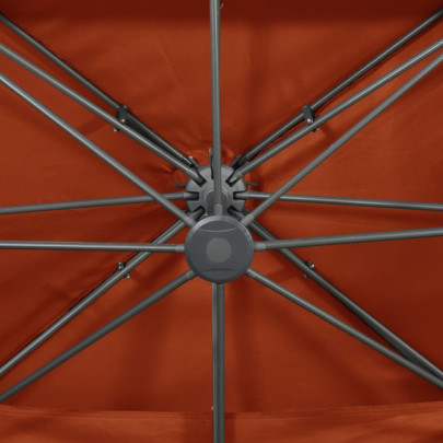 Umbrelă Grădină Consolă 4x3m - Înveliș Dublu - Cărămiziu