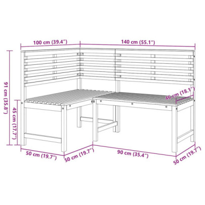 Bancă Colț Grădină Lemn Acacia Masiv 140 cm - Livrare Gratuită