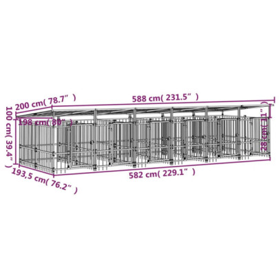Padoc Câini Exterior cu Acoperiș 11,26 m² - Oțel Rezistent