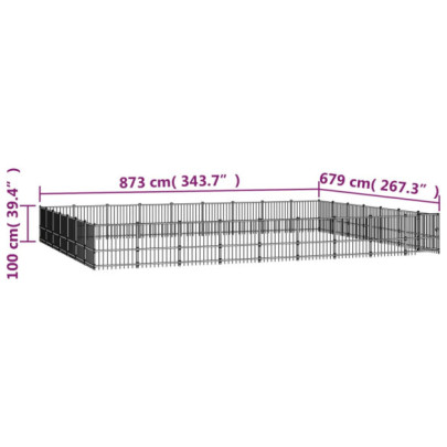 Padoc Câini Exterior 59,28 m² - Oțel | Livrare Gratuită