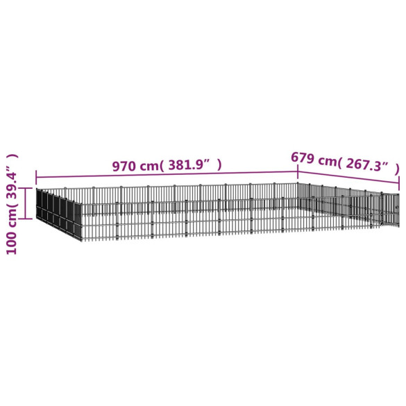 Padoc Câini Exterior 65,86 m² - Oțel Rezistent