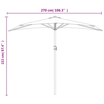 Umbrelă Balcon Aluminiu Cărămizie 270x144x222cm