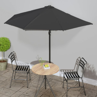 Umbrelă Balcon Aluminiu Negru 300cm | Livrare Gratuită