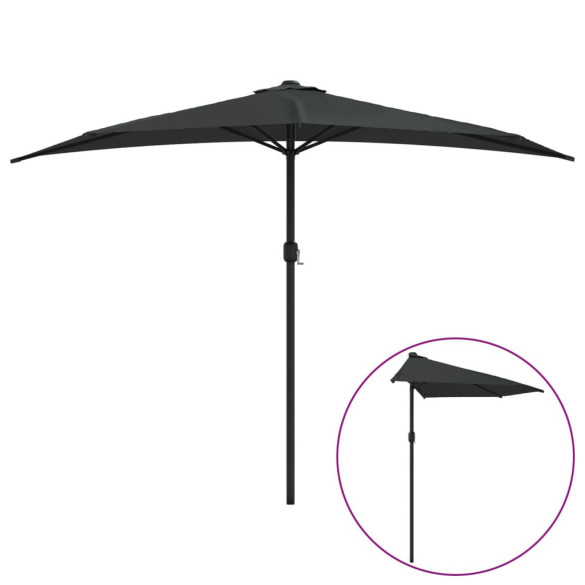 Umbrelă Balcon Aluminiu Negru 300cm | Livrare Gratuită