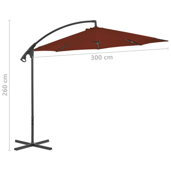 Umbrelă suspendată grădină cărămizie 300 cm | Livrare gratuită