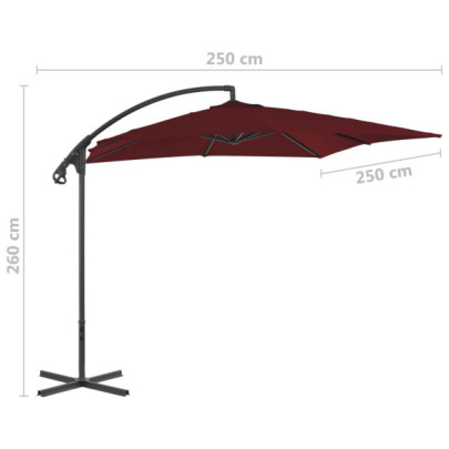 Umbrelă Grădină Consolă Oțel Roșu Vin 250x250 cm