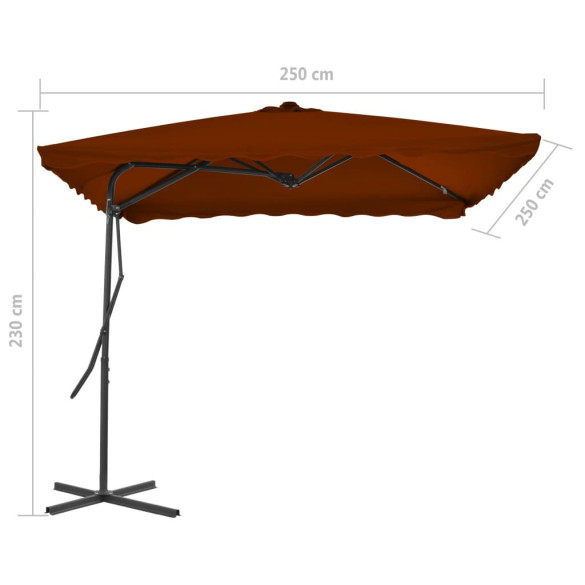 Umbrelă Grădină Rotativă 360° - Oțel Cărămiziu 250x250cm
