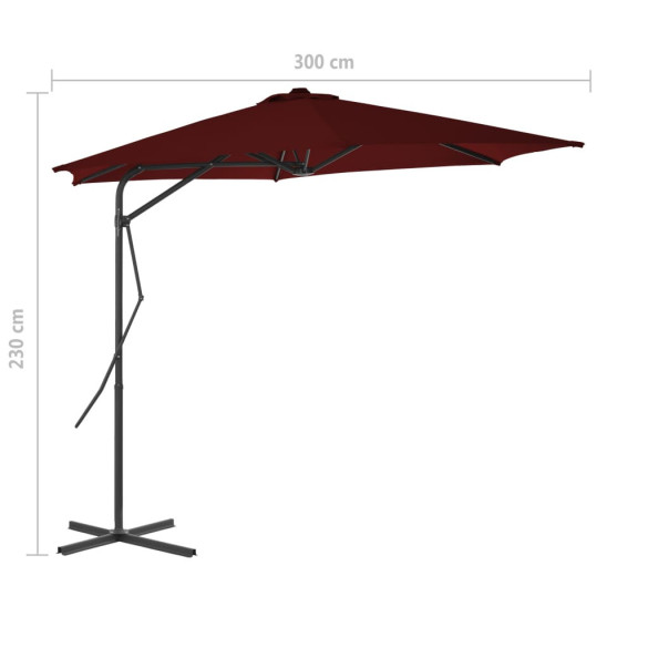Umbrelă Grădină Rotativă 360° - Oțel Roșu Bordo 300x230 cm