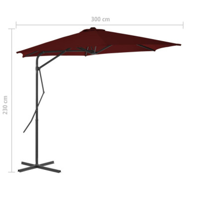 Umbrelă Grădină Rotativă 360° - Oțel Roșu Bordo 300x230 cm