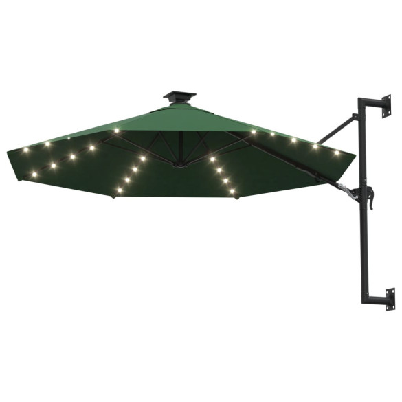 Umbrelă Montată pe Perete cu LED - Verde 300 cm