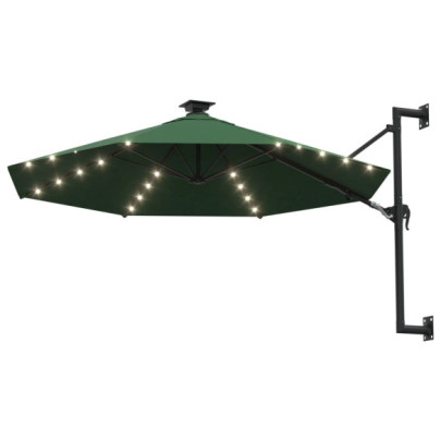Umbrelă Montată pe Perete cu LED - Verde 300 cm