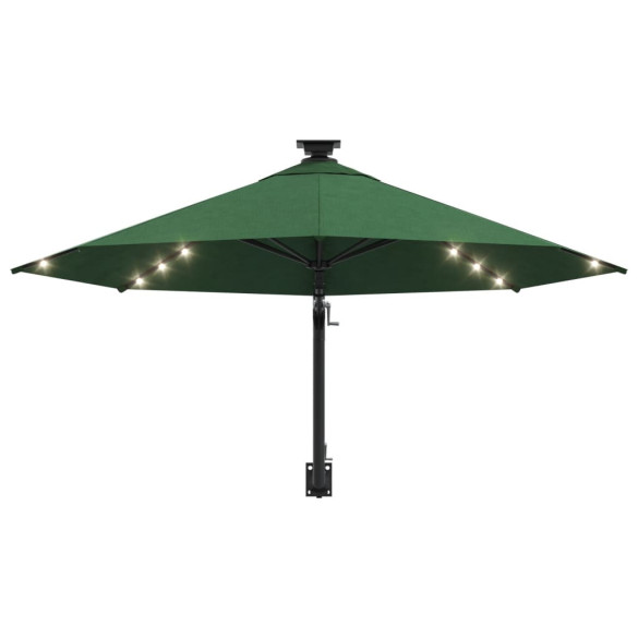 Umbrelă Montată pe Perete cu LED - Verde 300 cm