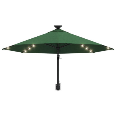 Umbrelă Montată pe Perete cu LED - Verde 300 cm