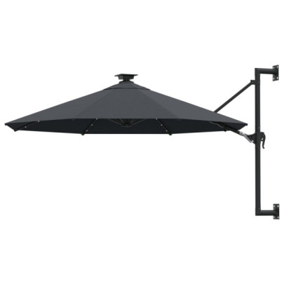 Umbrelă Montată pe Perete cu LED - Antracit 300 cm