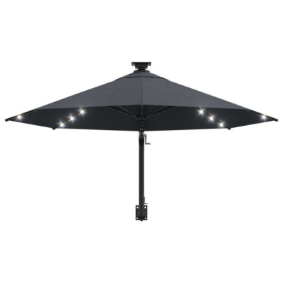 Umbrelă Montată pe Perete cu LED - Antracit 300 cm
