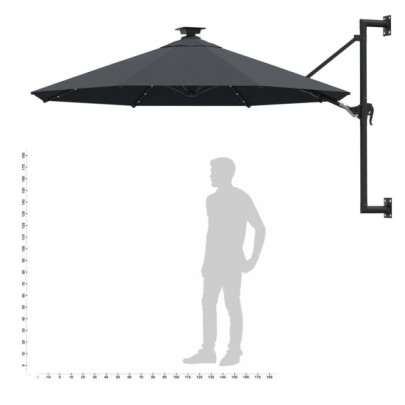 Umbrelă Montată pe Perete cu LED - Antracit 300 cm