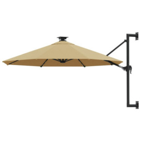 Umbrelă Montată pe Perete cu LED-uri - 300 cm - Gri Taupe