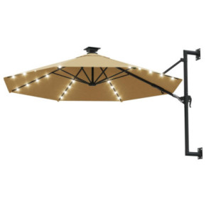 Umbrelă Montată pe Perete cu LED-uri - 300 cm - Gri Taupe 2
