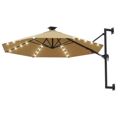 Umbrelă Montată pe Perete cu LED-uri - 300 cm - Gri Taupe