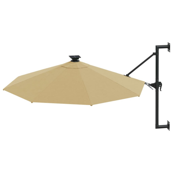 Umbrelă Montată pe Perete cu LED-uri - 300 cm - Gri Taupe