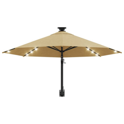 Umbrelă Montată pe Perete cu LED-uri - 300 cm - Gri Taupe