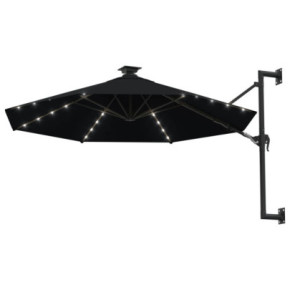 Umbrelă de perete cu LED 300 cm - Negru - Livrare Gratuită 2