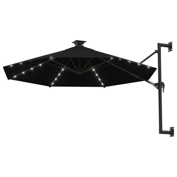 Umbrelă de perete cu LED 300 cm - Negru - Livrare Gratuită
