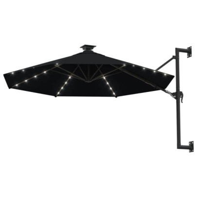 Umbrelă de perete cu LED 300 cm - Negru - Livrare Gratuită