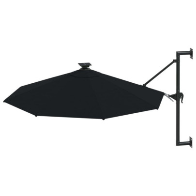 Umbrelă de perete cu LED 300 cm - Negru - Livrare Gratuită