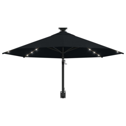 Umbrelă de perete cu LED 300 cm - Negru - Livrare Gratuită