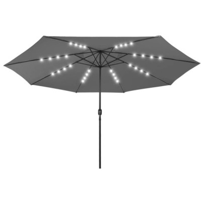 Umbrelă Soare LED Grădină Antracit 400 cm | Livrare Gratuită