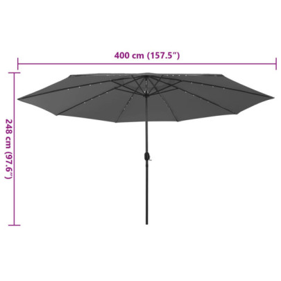 Umbrelă Soare LED Grădină Antracit 400 cm | Livrare Gratuită