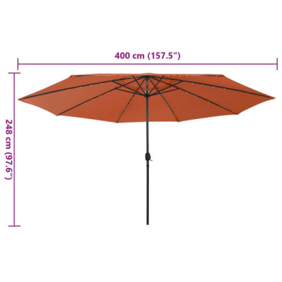 Umbrelă Grădină LED 400cm - Cărămiziu | Livrare Gratuită