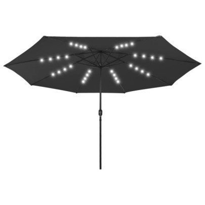 Umbrelă Grădină LED 400 cm Negru - Livrare Gratuită