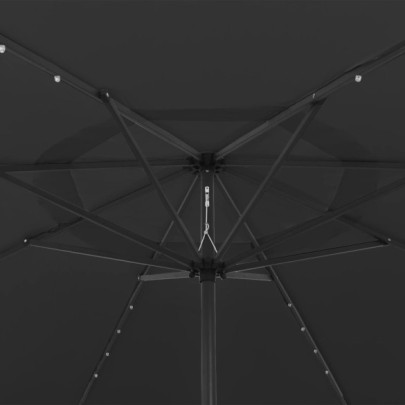 Umbrelă Grădină LED 400 cm Negru - Livrare Gratuită