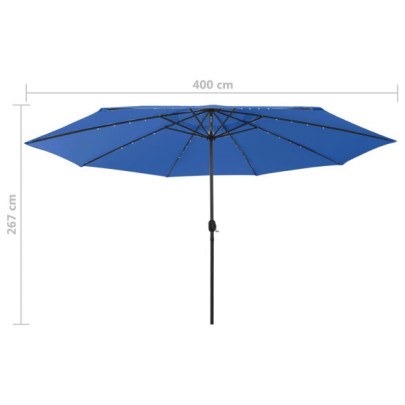 Umbrelă de Grădină cu LED-uri 400 cm - Albastru Azuriu