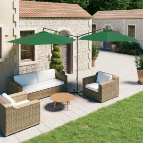 Umbrelă Dublă Soare - Oțel - Verde 600 cm | Livrare Gratuită