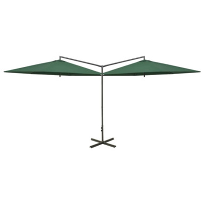 Umbrelă Dublă Soare - Oțel - Verde 600 cm | Livrare Gratuită