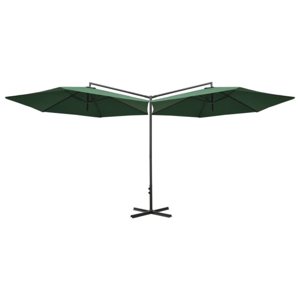 Umbrelă Dublă Soare - Oțel - Verde 600 cm | Livrare Gratuită