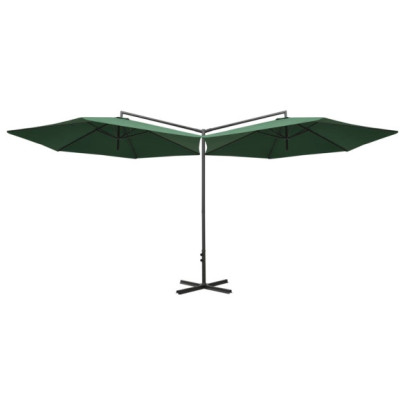 Umbrelă Dublă Soare - Oțel - Verde 600 cm | Livrare Gratuită