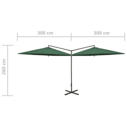Umbrelă Dublă Soare - Oțel - Verde 600 cm | Livrare Gratuită
