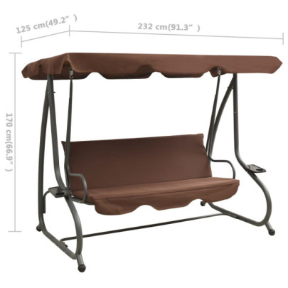 Balansoar Exterior cu Copertină Cafeniu - 2 Locuri