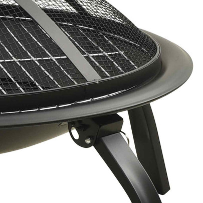 Vatră de foc 2-în-1 cu grătar și vătrai - Oțel | Livrare gratuită