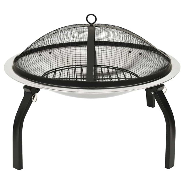 Vatră de Foc 2-în-1 cu Grătar - Oțel Inoxidabil 56x56cm Vatră de Foc 2-în-1 cu Grătar - Oțel Inoxidabil 56x56cm