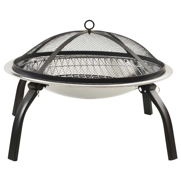 Vatră de Foc 2-în-1 cu Grătar - Oțel Inoxidabil 56x56cm Vatră de Foc 2-în-1 cu Grătar - Oțel Inoxidabil 56x56cm