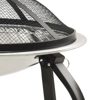 Vatră de Foc 2-în-1 cu Grătar - Oțel Inoxidabil 56x56cm