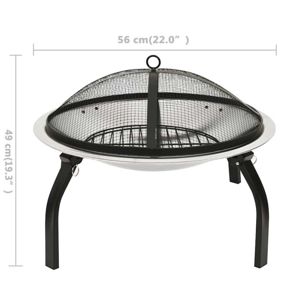 Vatră de Foc 2-în-1 cu Grătar - Oțel Inoxidabil 56x56cm Vatră de Foc 2-în-1 cu Grătar - Oțel Inoxidabil 56x56cm